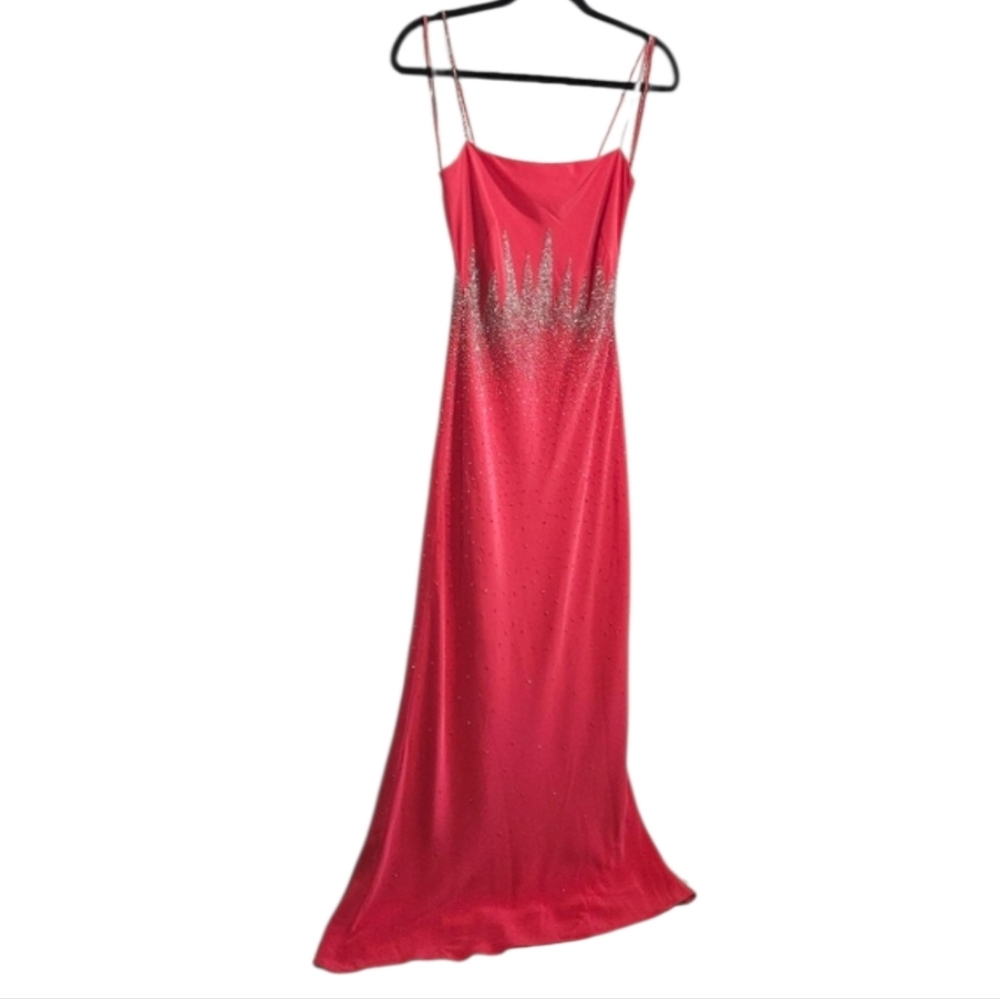 Y2K Vintage Gilar Evening Gown Dress Beaded Elegant Pink Prom Pageant Size 2